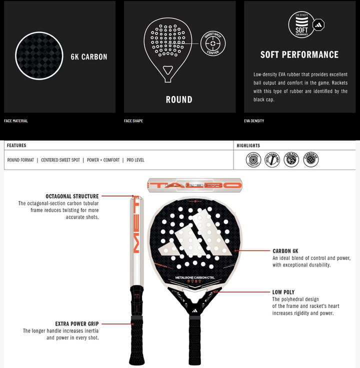 Adidas Metalbone Carbon CTRL 2026 Padel Racket